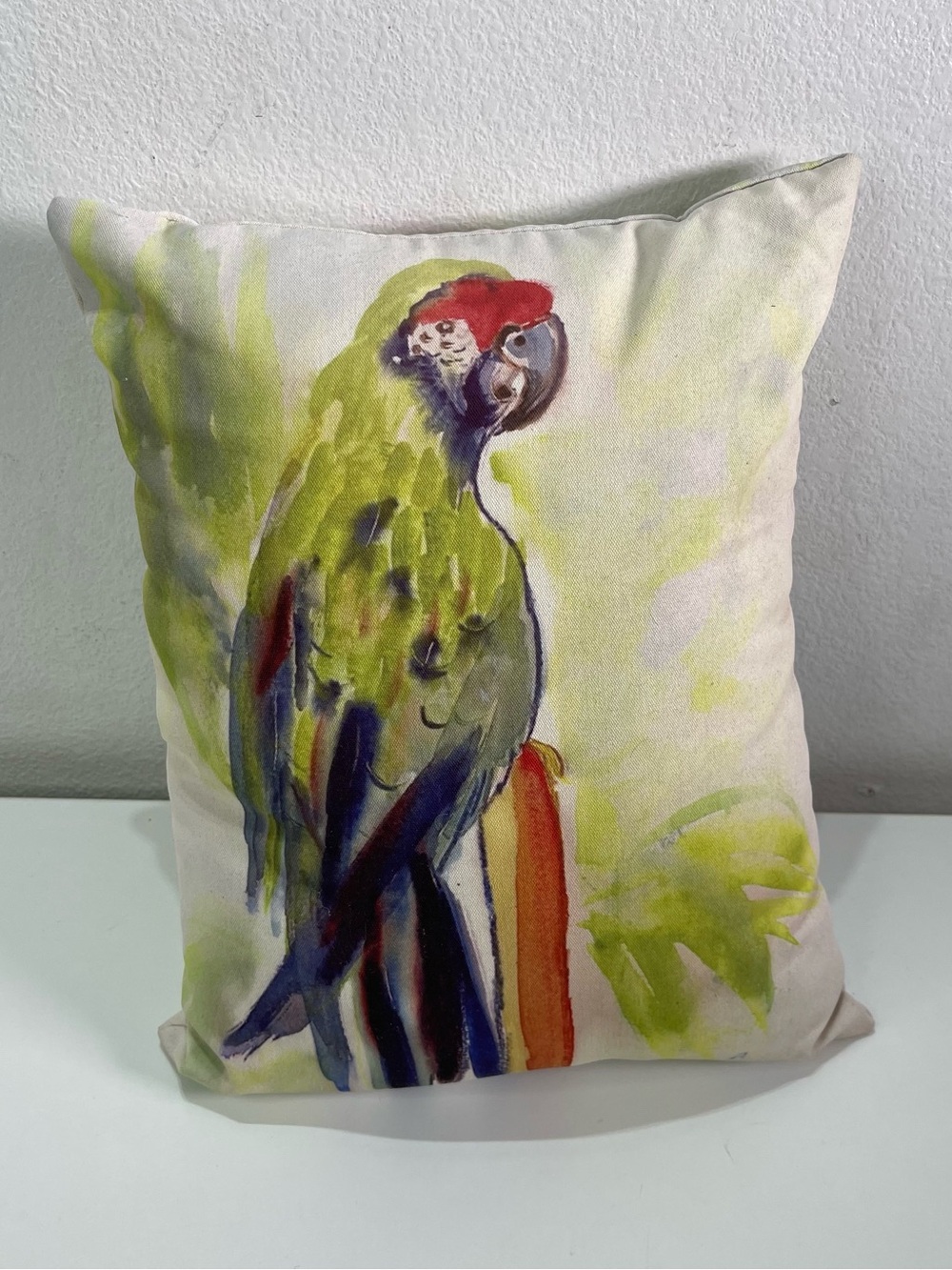 Betsy Drake Parrot Bird Throw Pillow Decorative 13x11'' Tropical Colorful
